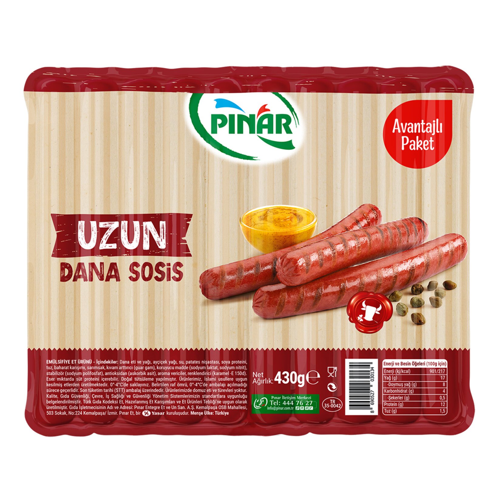 1. Kalite Pınar Sosis 500g