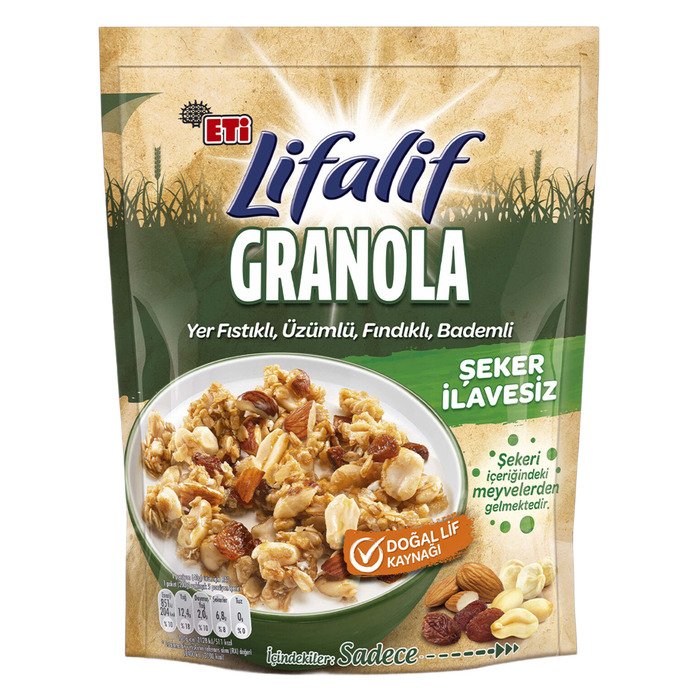 Eti Lifalif Granola Yer Fıstıklı Üzümlü Fınd.Bad.200 gr