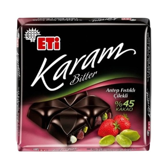 Eti Karam Bitter 60Gr Antep Fıstıklı Çilekli %45 Kakao