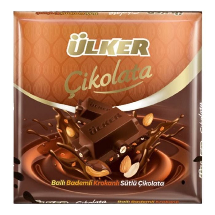 Ülker Kare Çikolata 60Gr Ballı Bademli Krokanlı