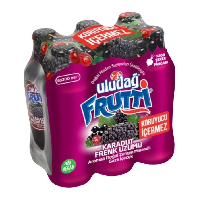 Uludağ Frutti Soda 6X200Ml Karadut Frenk ÜzümüAromalı
